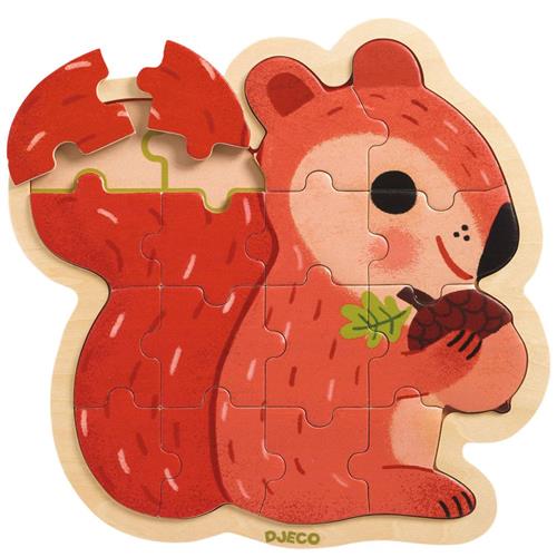 Se Djeco Squirrel Puslespil | Brun | 3-6 ved Babyshop