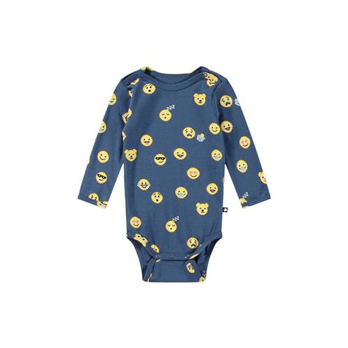 Molo GOTS Foss Babybody Pixel Smiles | Blå | 92 cm