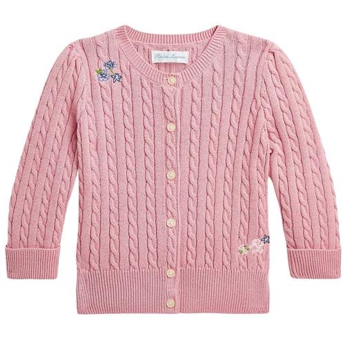 Ralph Lauren Kabelstrikket Babycardigan Tickled Pink | Lyserød | 9 months