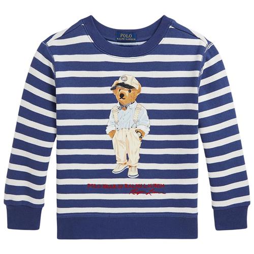 Se Ralph Lauren Stribet Sweatshirt Lys Navy | Blå | 102-108 cm ved Babyshop