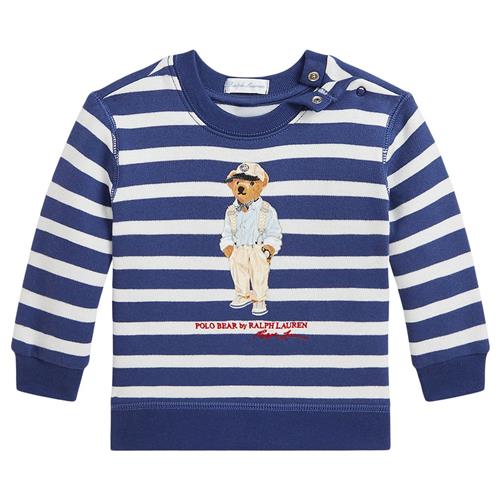 Se Ralph Lauren Stribet Baby Sweatshirt Lys Navy | Blå | 24 months ved Babyshop