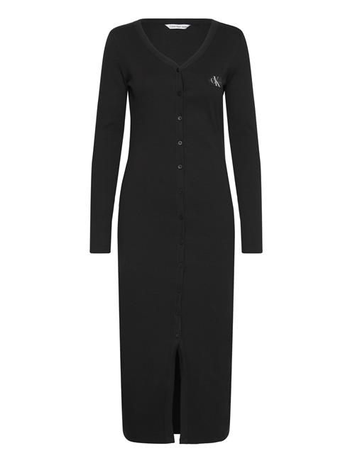 Calvin Klein Jeans Label Long Sleeve Rib Dress Calvin Klein Jeans Black