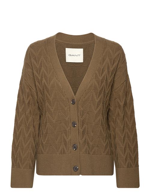 Se GANT Herringb V-Neck Cardigan GANT Khaki ved Booztlet