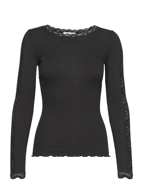 Se Rosemunde Organic T-Shirt W/ Lace1 Rosemunde Black ved Booztlet