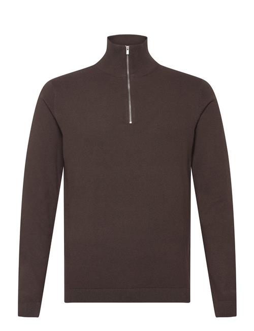 100 Recycle Knit Half Zip Lindbergh Brown