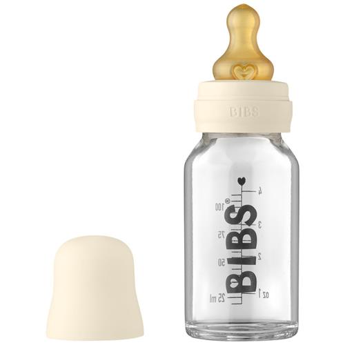 BIBS 110 ml Sutteflaske I Glas Elfenben | Beige | 0-3