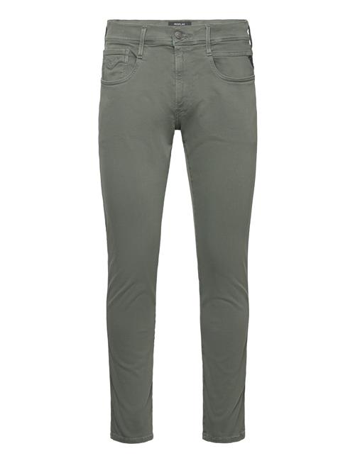 Se Replay Anbass Trousers Slim Hyperflex Colour Xlite Replay Green ved Booztlet