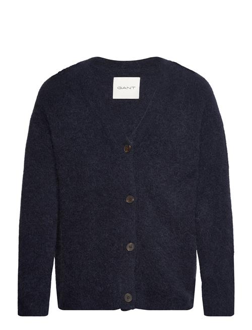 Se GANT Hairy Texture V-Neck Cardigan GANT Blue ved Booztlet