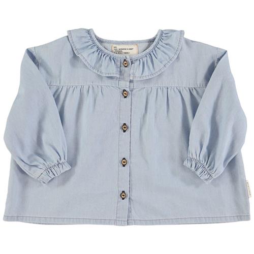 Se Piupiuchick Bluse Light Blue Chambray | Blå | 24 months ved Babyshop