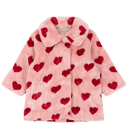 Se Konges SlÃ¸jd Jakke - Fuzzie Coat - Coeur Mellow/RÃ¸de Hjerter ved KidsWorld