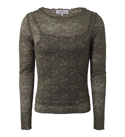 Hound Hound Bluse - Lace Top - Army Green