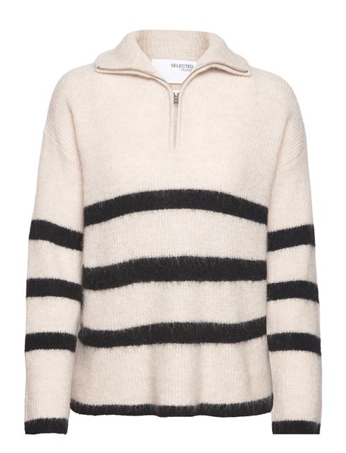 Slfmaline Ls Knit Half Zip Noos Selected Femme Beige