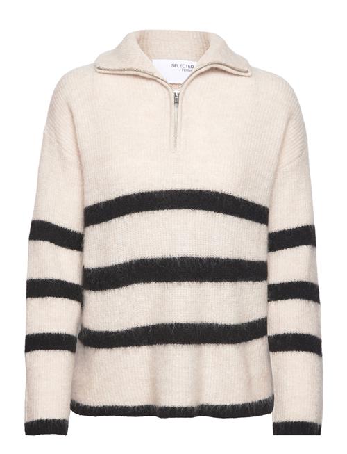 Slfmaline Ls Knit Half Zip Noos Selected Grey