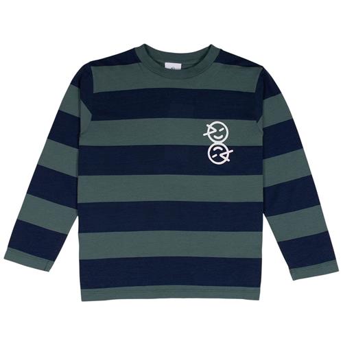 Se Wynken Stribet Langærmet T-shirt Soft Green/Rich Navy | Marine blå | 2 years ved Babyshop