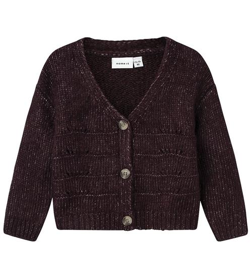 Se Name It Cardigan - Strik - NmfNetrille - Plum Perfect m. HulmÃ¸ns ved KidsWorld