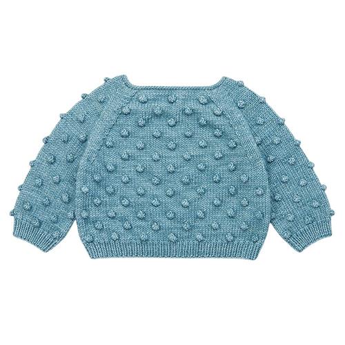 Se Misha & Puff Popcorn Strikket Trøje Til Baby Yonder | Blå | 6-12 months ved Babyshop