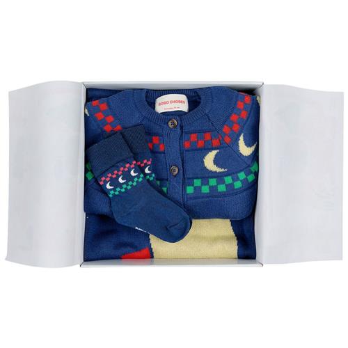 Se Bobo Choses Beneath The Moon Strikket Gavesæt Navyblå | Marine blå | 9 months ved Babyshop