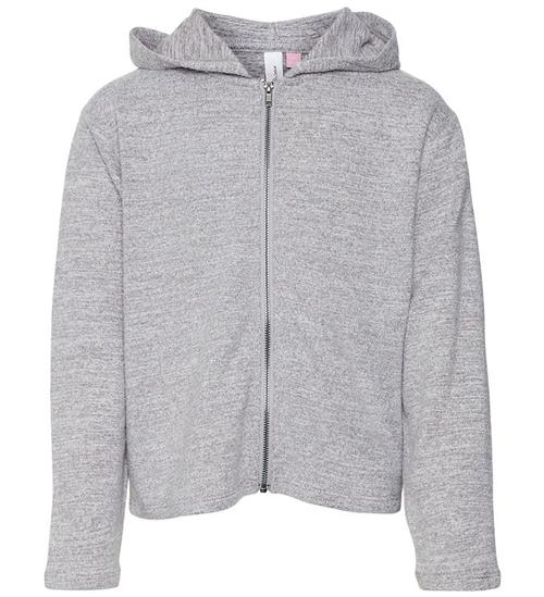 Se Vero Moda Girl Cardigan m. HÃ¦tte - VmBella - Light Grey Melange ved KidsWorld