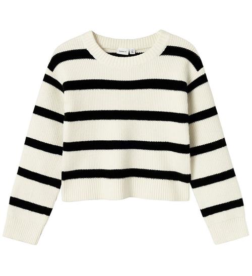 Se Name It Bluse - Strik - NkfNilla - Jet Stream/w. Black Stripes ved KidsWorld