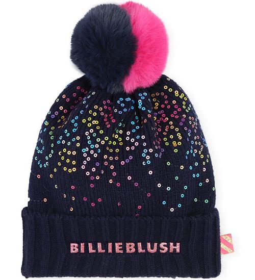 Se Billieblush Billieblush Hue - Strik - Navy/Palietter ved KidsWorld