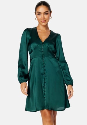 BUBBLEROOM Elliana satin dress Dark green 34