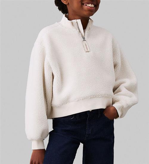 Calvin Klein Bluse - Sherpa Fleece Zip Up - Ivory