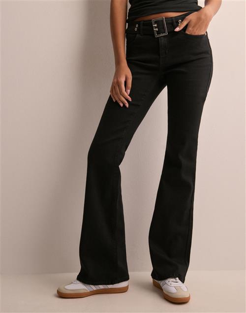 Only - Sort - Onlwauw Nicki Mid Waist Belt Flared