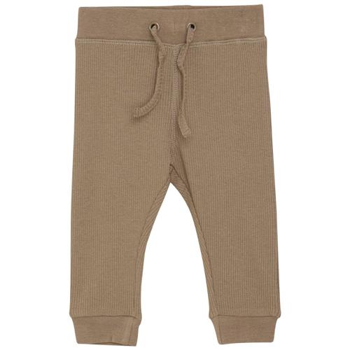 Se Minymo Ribbede Baby-leggings Taupe Gray | Brun | 86 cm ved Babyshop