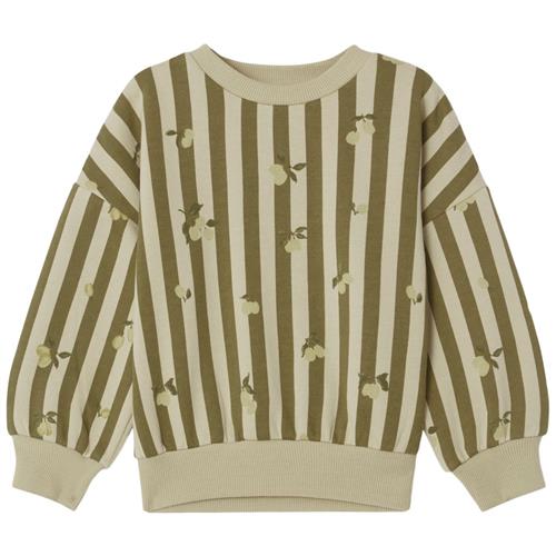 Se garbo&friends Stribet Sweatshirt Med Blommer Beige | Grønn | 98/104 cm ved Babyshop