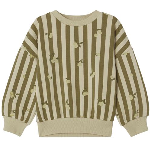 garbo&friends Stribet Baby Sweatshirt Med Blommer Beige | Grønn | 86/92 cm