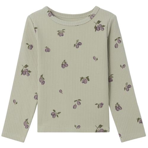 garbo&friends Mønstret Ribbet Langærmet T-shirt Prune Green | Grønn | 98/104 cm