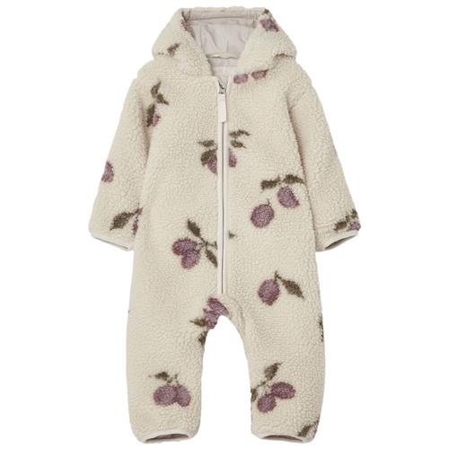 Se garbo&friends Mønstret Flyverdragt I Bamsefleece Prune Beige | Beige | 74/80 cm ved Babyshop