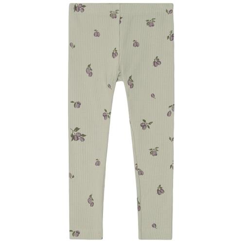 garbo&friends Mønstrete Ribbede Baby-leggings Prune Green | Grønn | 86/92 cm