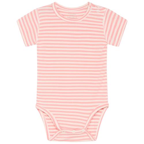 Hust&Claire Bue Stribet Babybody Shrimp | Lyserød | 92 cm