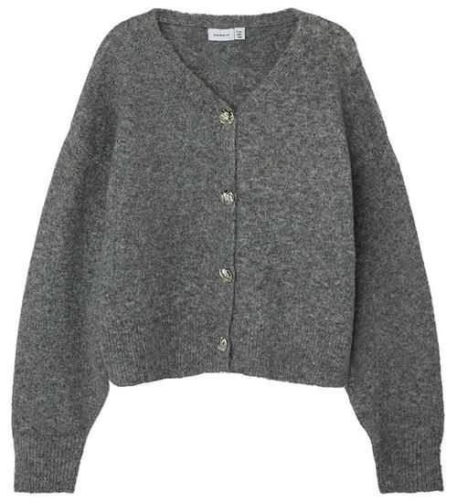 Se Name It Cardigan - Strik - NkfNacola - Grey Melange ved KidsWorld