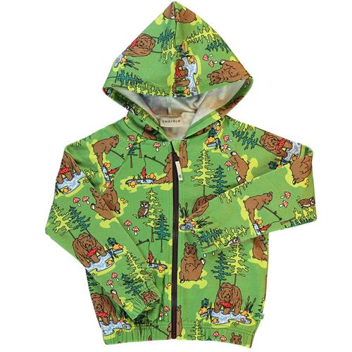 Småfolk Hoodie with bears  Moss Green | Grønn | 5-6 years