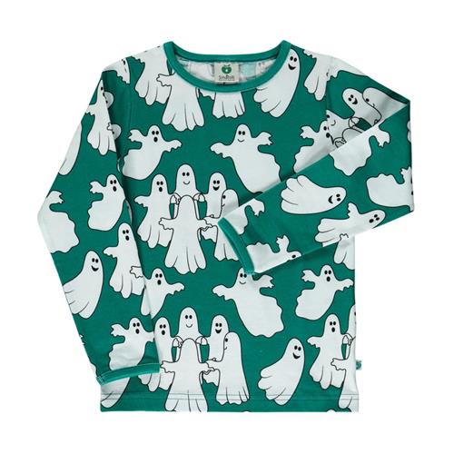 Se Småfolk Long-sleeved top with ghosts  Petroleum Green | Grønn | 1-2 years ved Babyshop