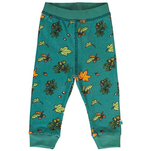 Se Småfolk Baby leggings with Fall leaves  Petroleum Green | Grønn | 86 cm ved Babyshop