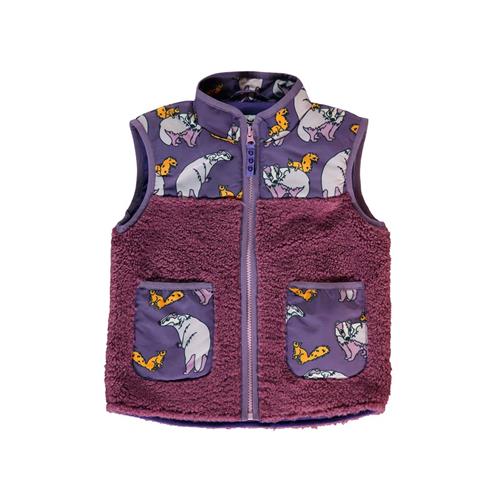 Småfolk Fleece vest with badger and squirrel  Loganberry | Lilla | 3-4 years