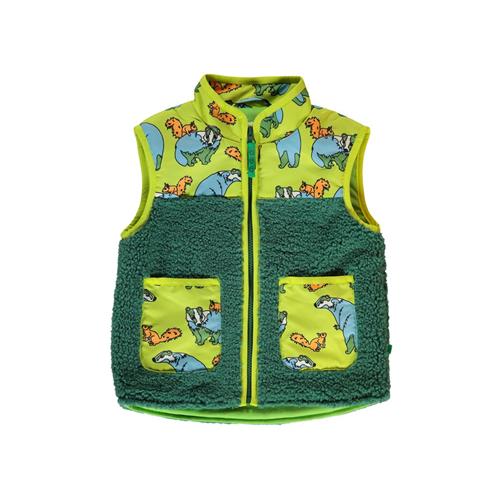 Se Småfolk Fleece vest with badger and squirrel  Pear Green | Grønn | 1-2 years ved Babyshop