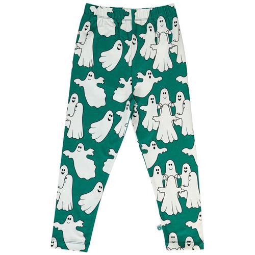 Se Småfolk Leggings with ghosts  Petroleum Green | Grønn | 1-2 years ved Babyshop