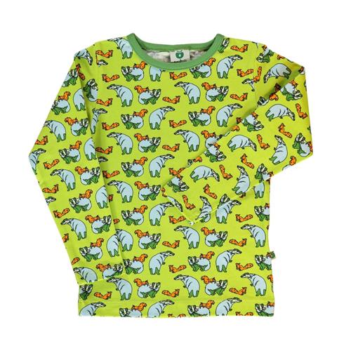 Småfolk Long-sleeved top with badger and squirrel  Pear Green | Grønn | 3-4 years