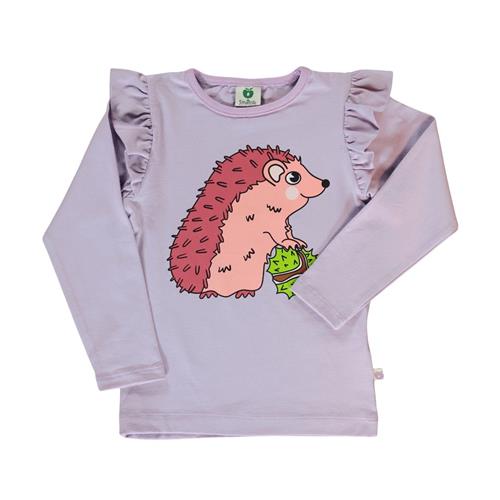 Se Småfolk Long-sleeved top with hedgehog  Orchid Petal | Lilla | 4-5 years ved Babyshop