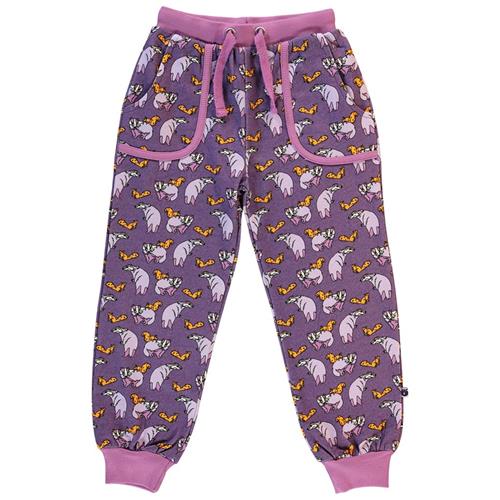 Småfolk Sweatpants with badger and squirrel  Loganberry | Lilla | 2-3 years