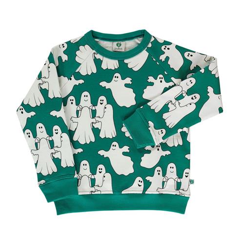 Småfolk Sweatshirt with ghosts  Petroleum Green | Grønn | 3-4 years