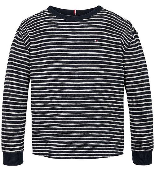 Se Tommy Hilfiger Bluse - Flag Mini Waffle - Blue/White Stripes ved KidsWorld