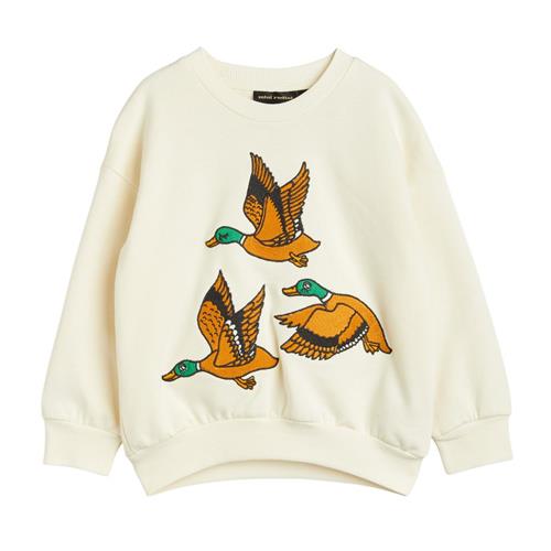 Se Mini Rodini GOTS Ducks Broderet Sweatshirt Off White |  | 92/98 cm ved Babyshop