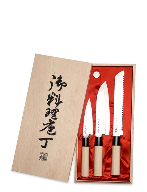 Satake Satake Houcho Santoku, Petty And Bread Knife In Gift Box Satake Beige