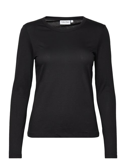 Se Calvin Klein Smooth Cotton Crew Neck Tee Ls Calvin Klein Black ved Booztlet