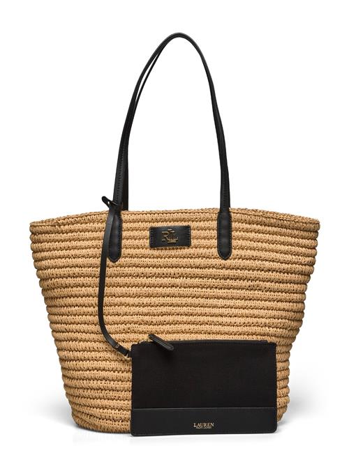 Se Lauren Ralph Lauren Leather-Trim Straw Large Brie Tote Bag Lauren Ralph Lauren Brown ved Booztlet